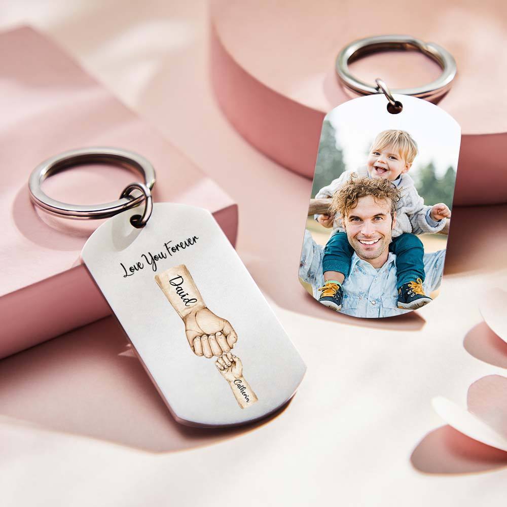 Custom Bump Keychain Best Dad Ever Keychain Photo Keyring Fathers Day Gift - aiprintlab