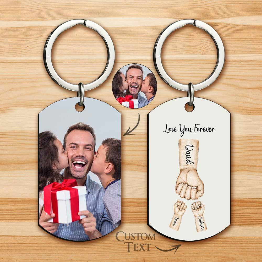 Custom Bump Keychain Best Dad Ever Keychain Photo Keyring Fathers Day Gift - aiprintlab