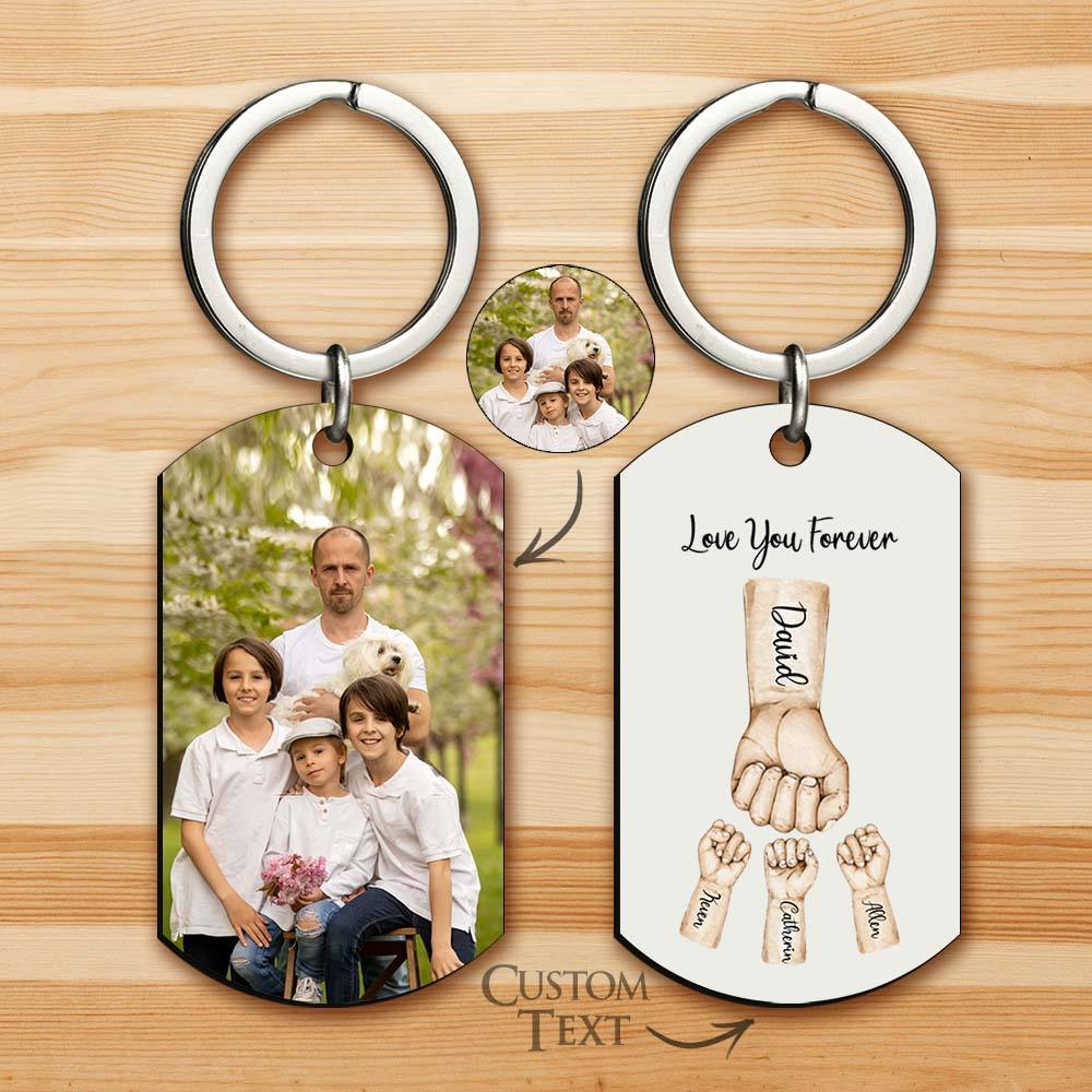 Custom Bump Keychain Best Dad Ever Keychain Photo Keyring Fathers Day Gift - aiprintlab