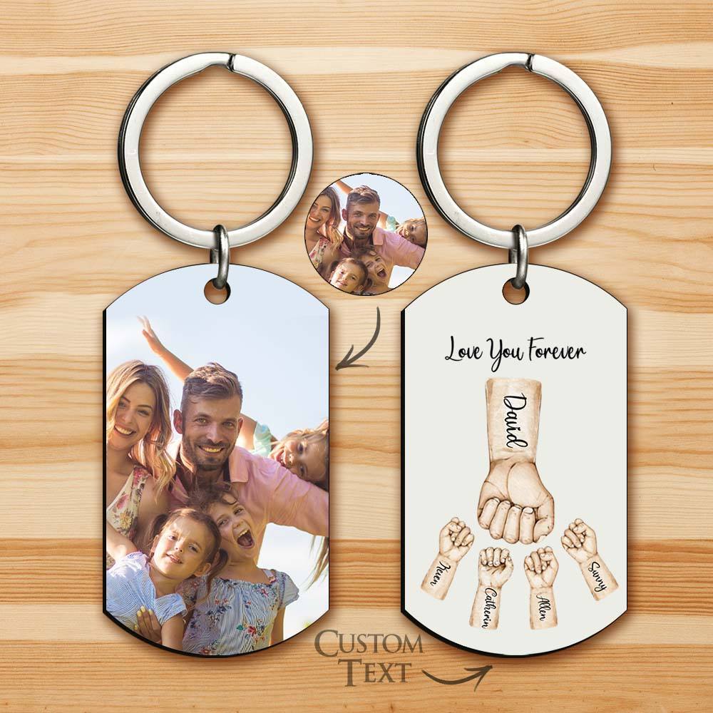 Custom Bump Keychain Best Dad Ever Keychain Photo Keyring Fathers Day Gift - aiprintlab
