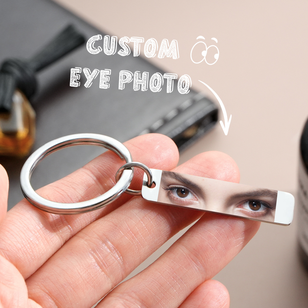 Custom Eye Keychain Personalized Double-Sided Keychain Color Photo Custom Text Best Gift For Anniversary - aiprintlab