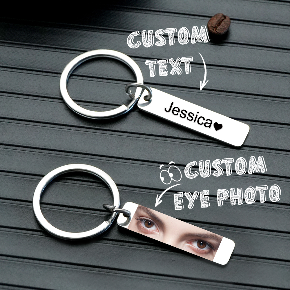 Custom Eye Keychain Personalized Double-Sided Keychain Color Photo Custom Text Best Gift For Anniversary - aiprintlab