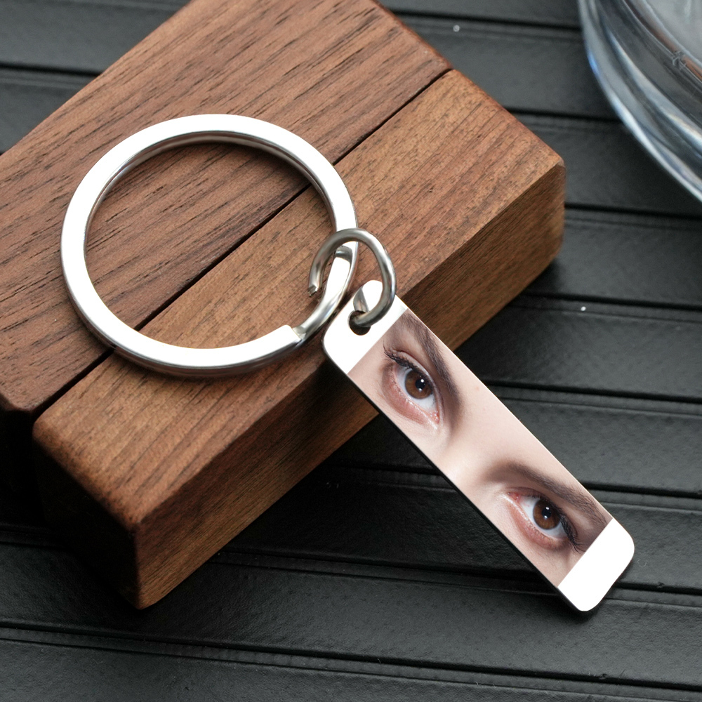 Custom Eye Keychain Personalized Double-Sided Keychain Color Photo Custom Text Best Gift For Anniversary - aiprintlab
