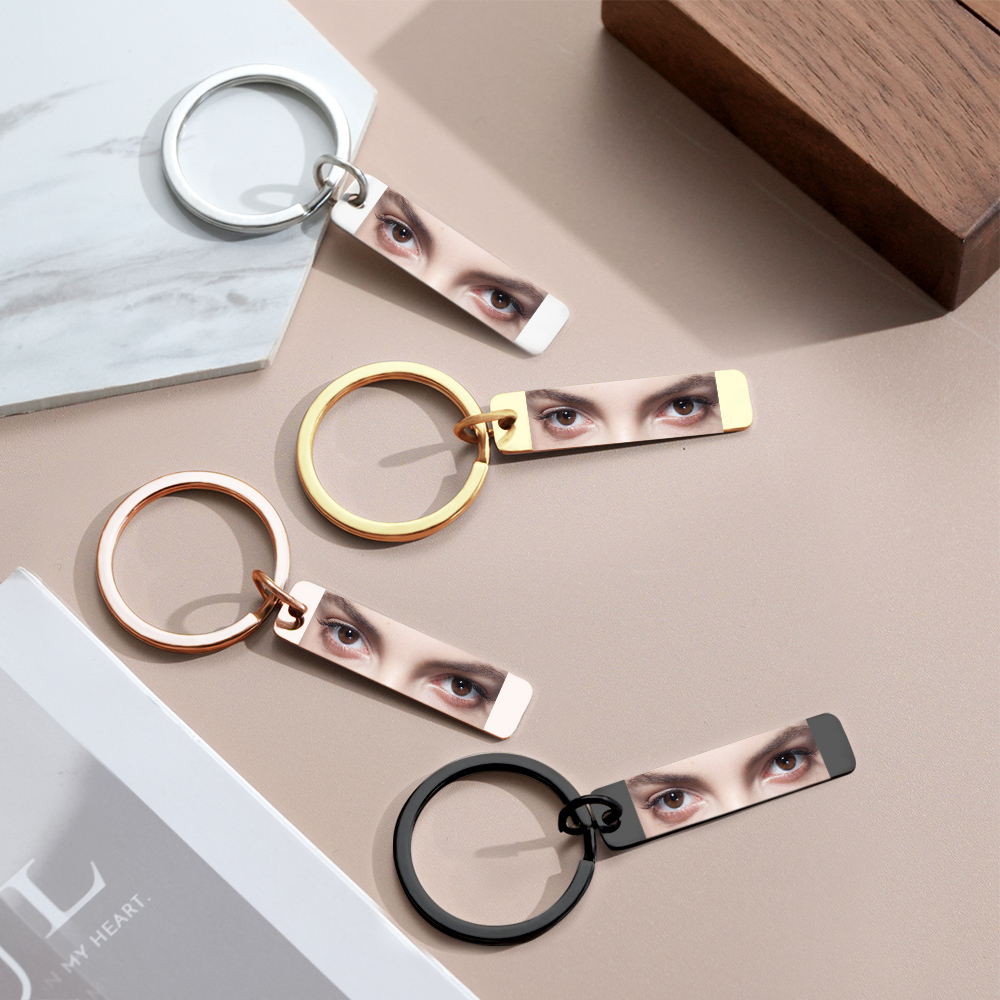 Custom Eye Keychain Personalized Double-Sided Keychain Color Photo Custom Text Best Gift For Anniversary - aiprintlab