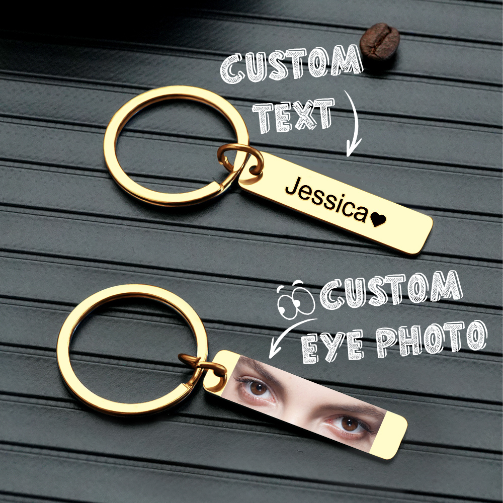 Custom Eye Keychain Personalized Double-Sided Keychain Color Photo Custom Text Best Gift For Anniversary - aiprintlab