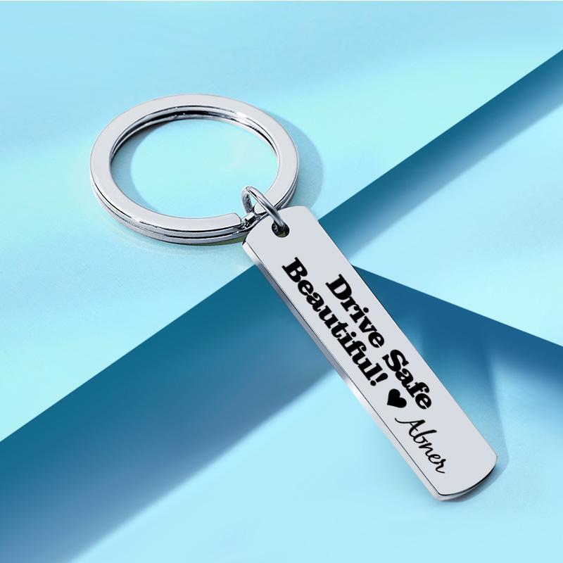 Personalized Drive Safe Handsome Beautiful Keychain - Custom Drive Safe Keychain - Valentine's Day Gift - aiprintlab