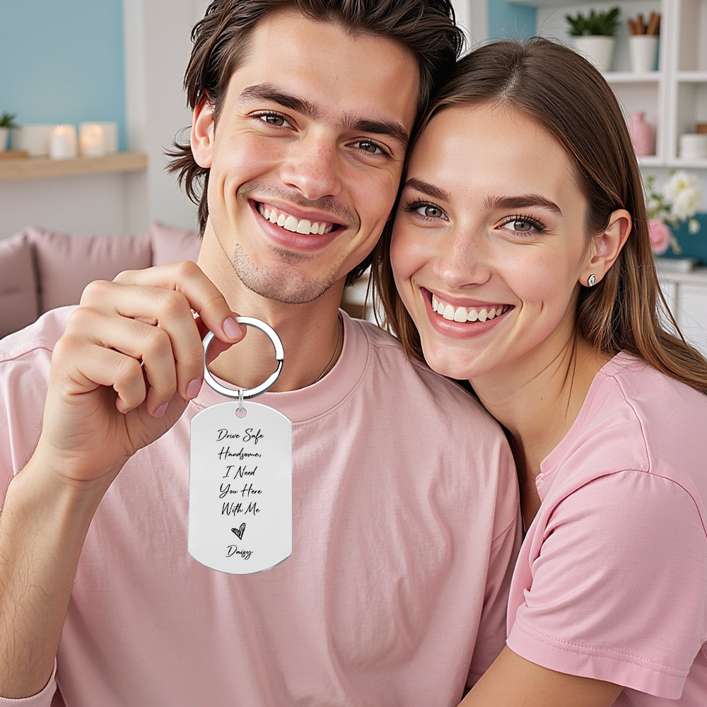 Custom Drive Safe Keychain,I Need You Here With Me,Personalise Photo Keyring,Gift For Boyfriend or Husband,Valentine's Day Gifts,Anniversary - aiprintlab