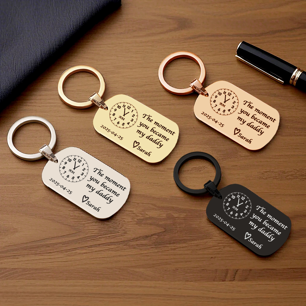 Dad Gift The Moment You Became My Daddy Mummy Keychain First Father's Day Keyring New Dad Keychain Gift Personalised Gift Father's Day Gift - aiprintlab
