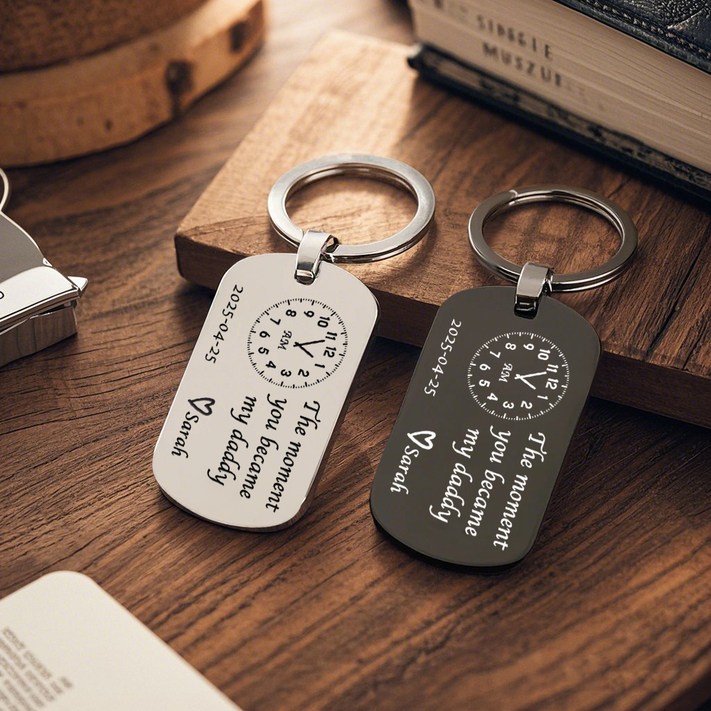 Dad Gift The Moment You Became My Daddy Mummy Keychain First Father's Day Keyring New Dad Keychain Gift Personalised Gift Father's Day Gift - aiprintlab