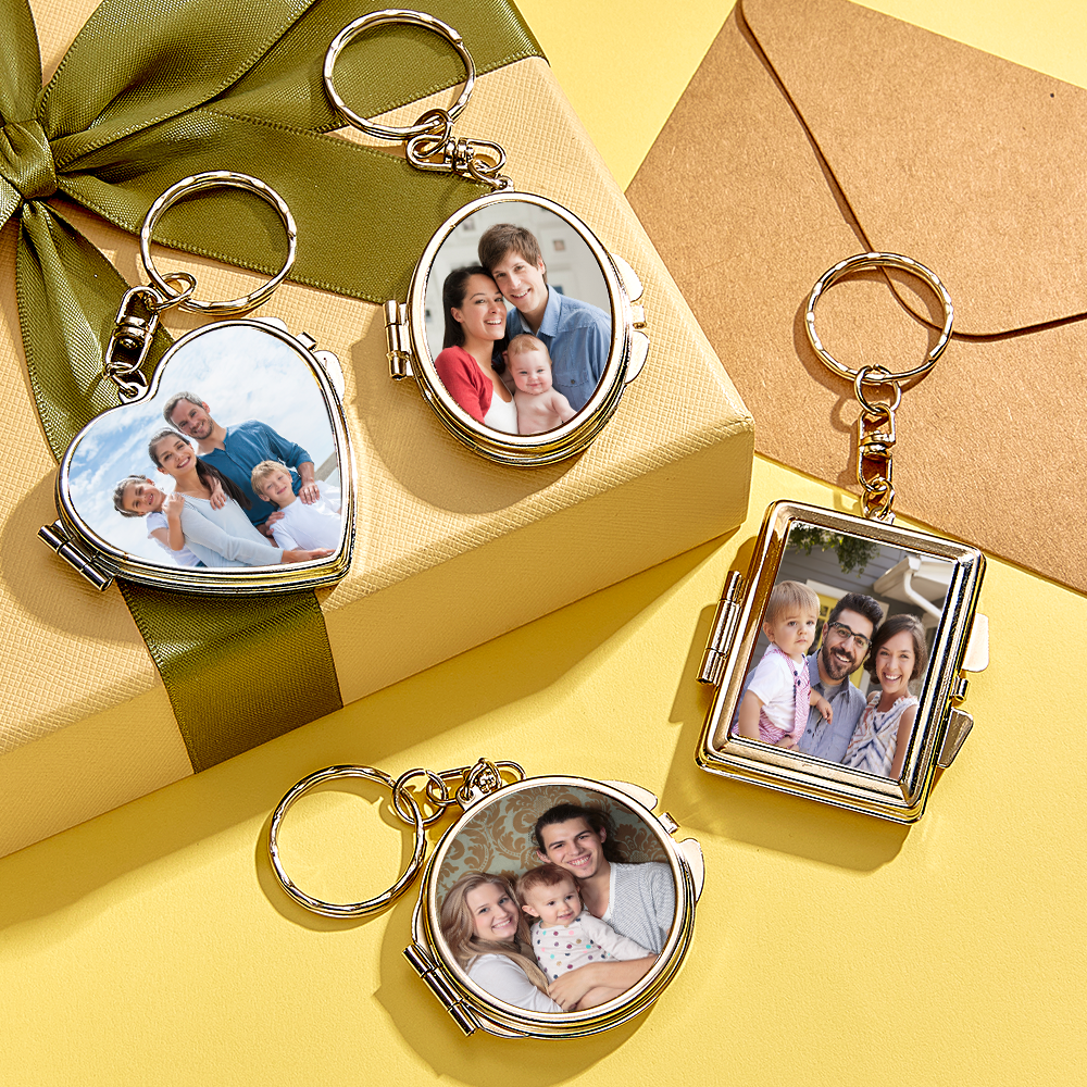 Personalized Photo & Engraved Mirror Keychain Custom Photo Locket Mirror Keychain Unique Personalized Mirror Photo Keychain - aiprintlab