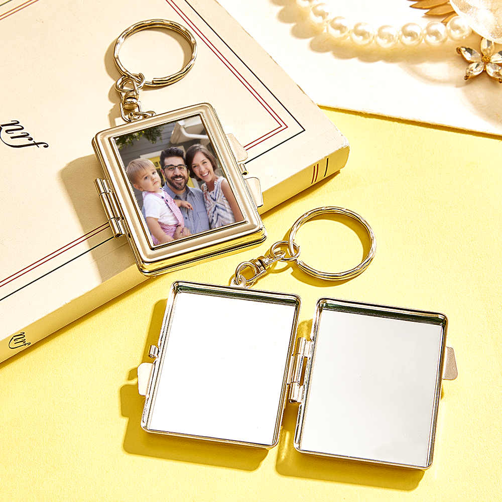 Personalized Photo & Engraved Mirror Keychain Custom Photo Locket Mirror Keychain Unique Personalized Mirror Photo Keychain - aiprintlab