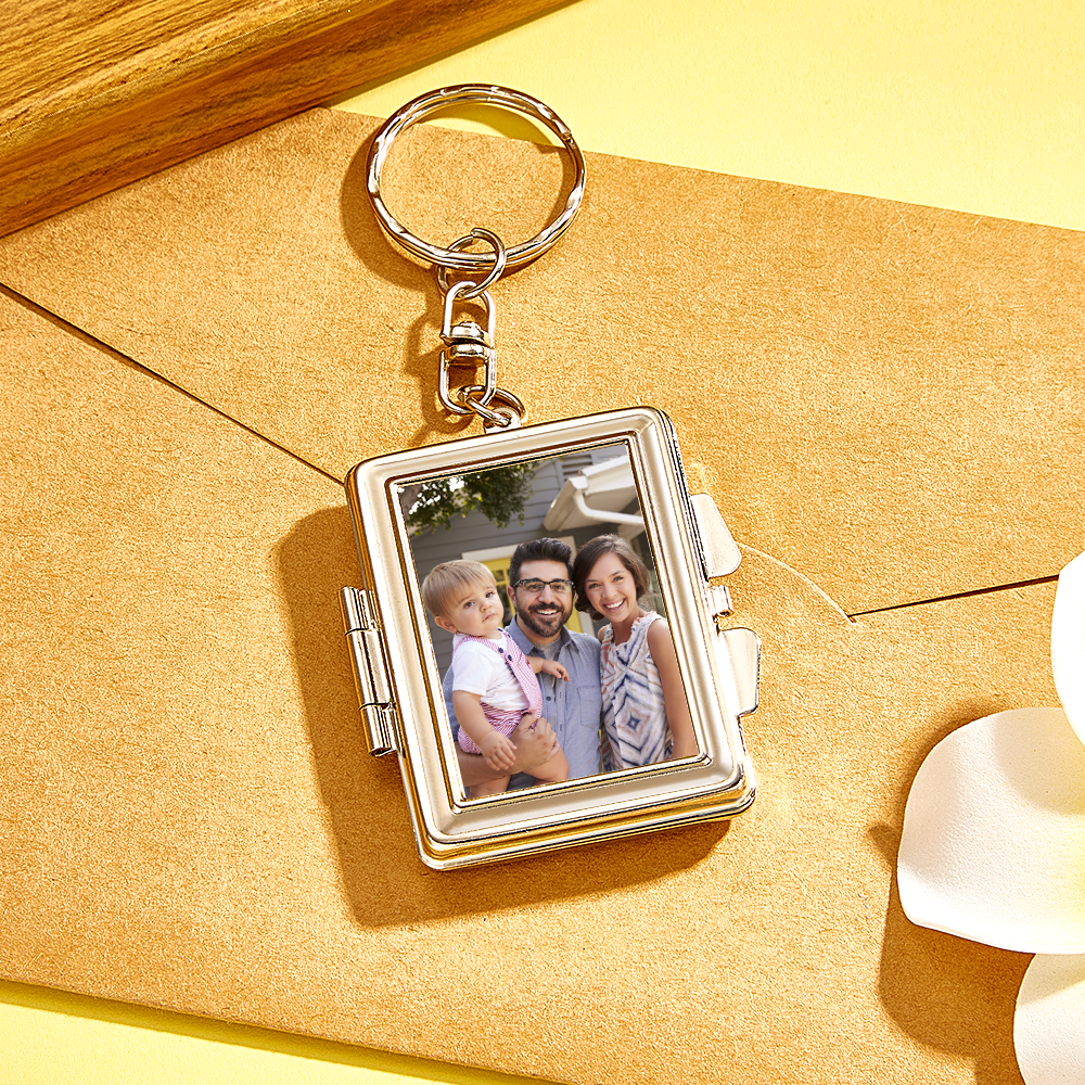 Personalized Photo & Engraved Mirror Keychain Custom Photo Locket Mirror Keychain Unique Personalized Mirror Photo Keychain - aiprintlab