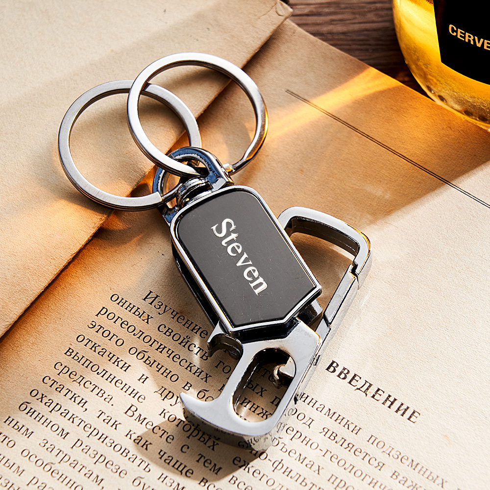 Father's Day Gifts Customizable Multi-Tool Keychain Personalized 3-in-1 Keychain Custom Engraving Spinner Keychain with Bottle Opener - aiprintlab