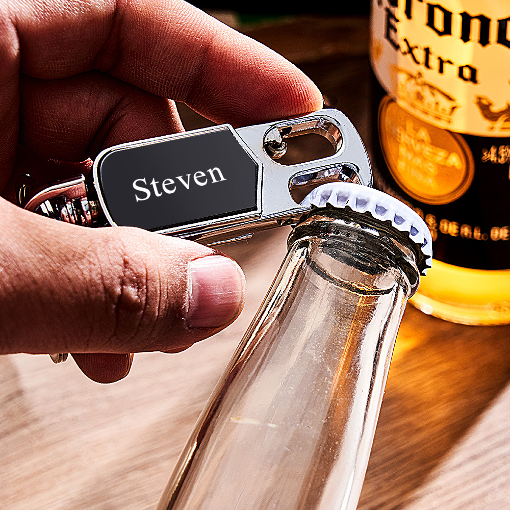 Father's Day Gifts Customizable Multi-Tool Keychain Personalized 3-in-1 Keychain Custom Engraving Spinner Keychain with Bottle Opener - aiprintlab