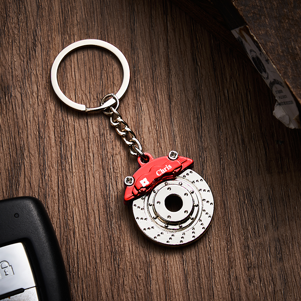 Father's Day Gifts Personalized Car Caliper Keychain Custom Engraved Brake Caliper Fob Customizable for Car Lovers - aiprintlab