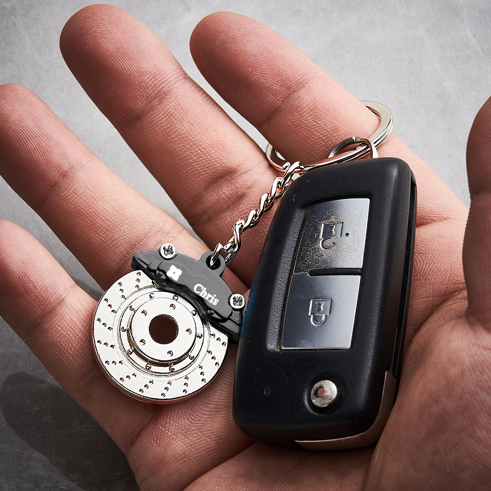 Father's Day Gifts Personalized Car Caliper Keychain Custom Engraved Brake Caliper Fob Customizable for Car Lovers - aiprintlab