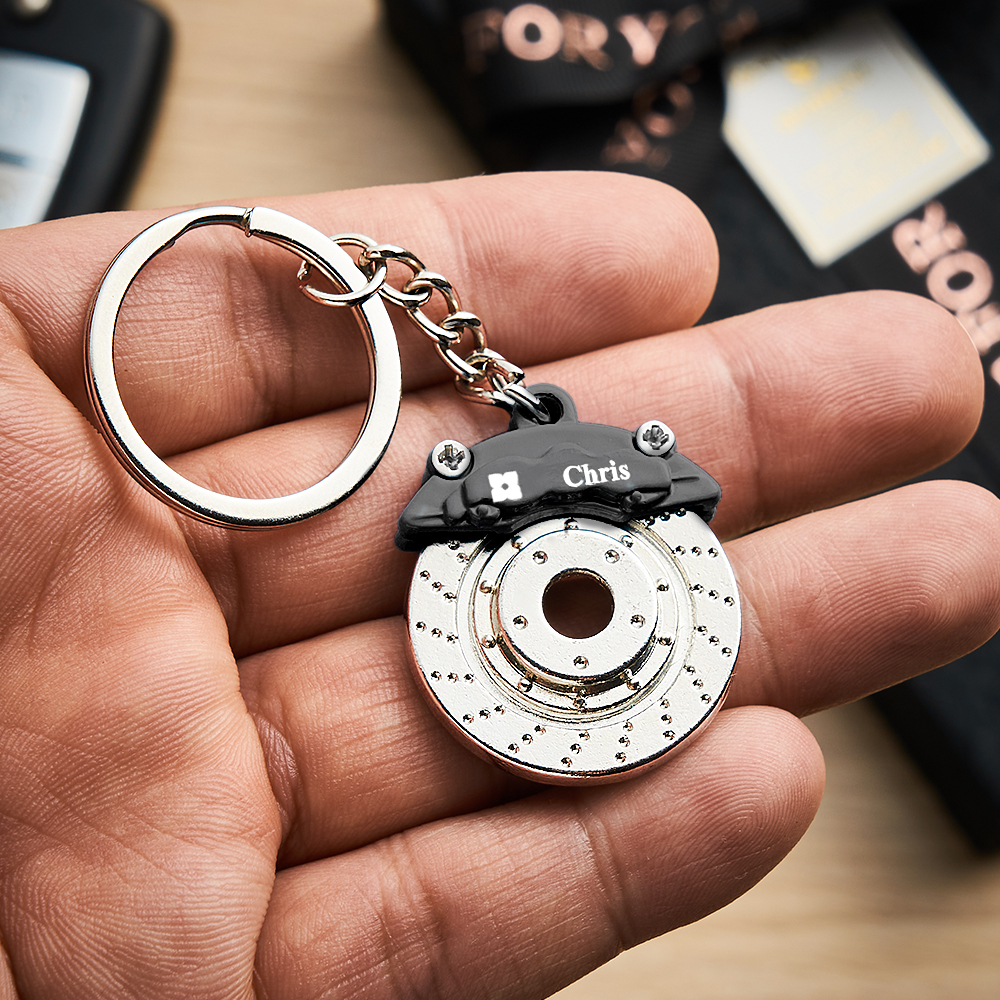Father's Day Gifts Personalized Car Caliper Keychain Custom Engraved Brake Caliper Fob Customizable for Car Lovers - aiprintlab