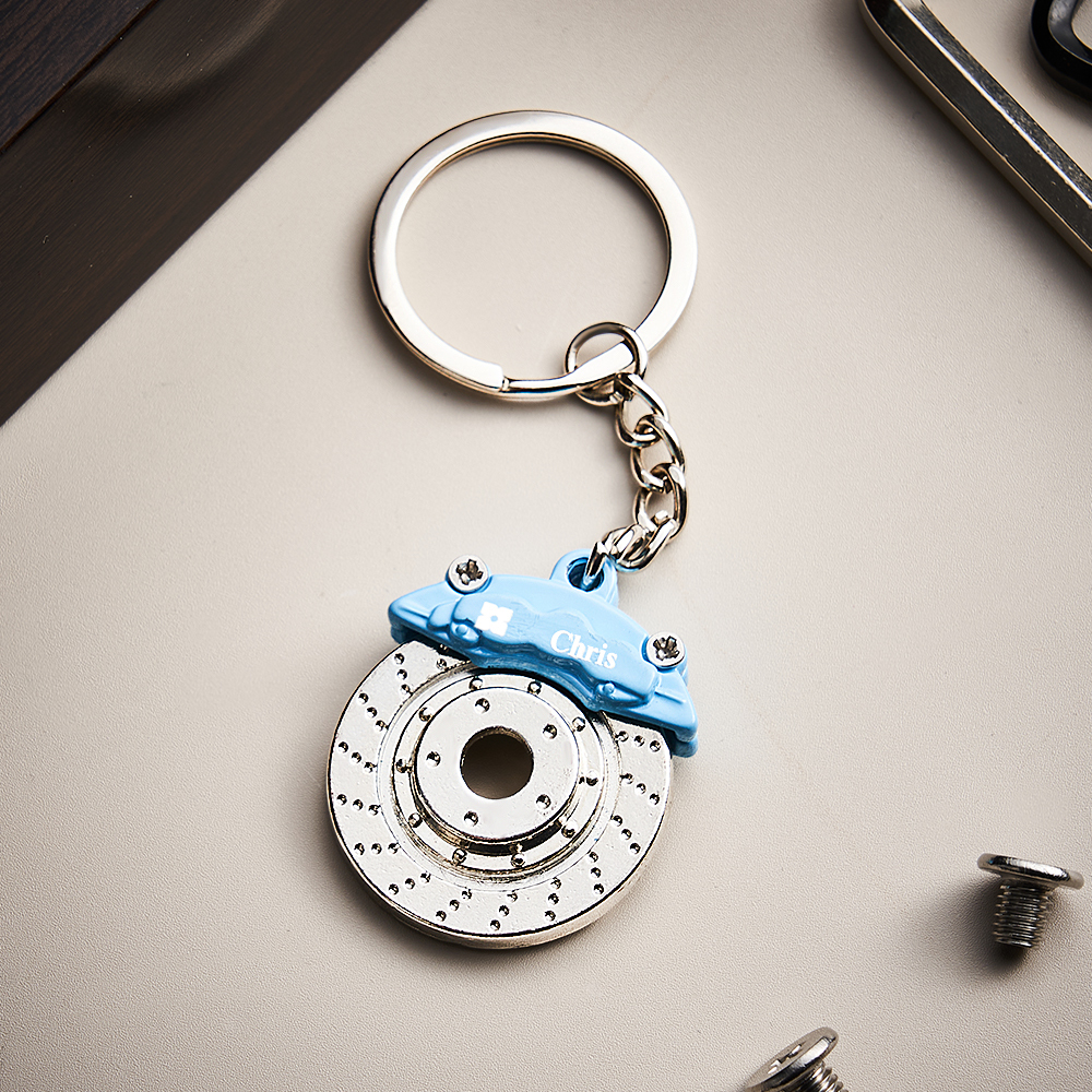 Father's Day Gifts Personalized Car Caliper Keychain Custom Engraved Brake Caliper Fob Customizable for Car Lovers - aiprintlab