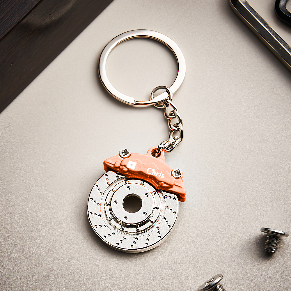 Father's Day Gifts Personalized Car Caliper Keychain Custom Engraved Brake Caliper Fob Customizable for Car Lovers - aiprintlab