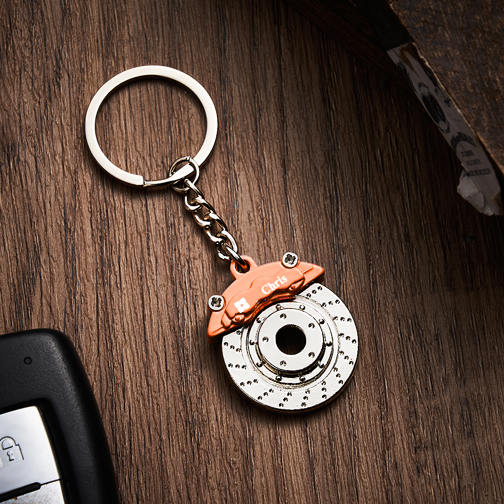 Father's Day Gifts Personalized Car Caliper Keychain Custom Engraved Brake Caliper Fob Customizable for Car Lovers - aiprintlab