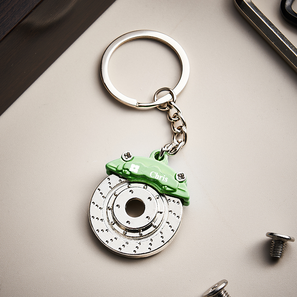 Father's Day Gifts Personalized Car Caliper Keychain Custom Engraved Brake Caliper Fob Customizable for Car Lovers - aiprintlab