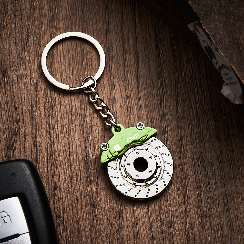 Father's Day Gifts Personalized Car Caliper Keychain Custom Engraved Brake Caliper Fob Customizable for Car Lovers - aiprintlab