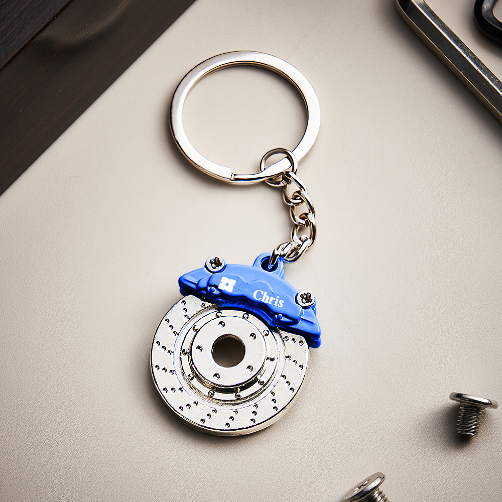 Father's Day Gifts Personalized Car Caliper Keychain Custom Engraved Brake Caliper Fob Customizable for Car Lovers - aiprintlab