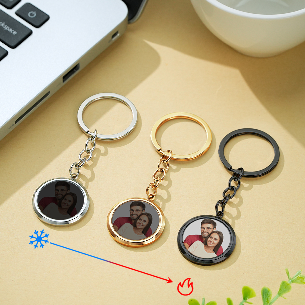 Personalized Magic Reveal Photo Keychain Custom Temperature Changing Photo Keychain Hidden Picture & Engraved Message Gift - aiprintlab
