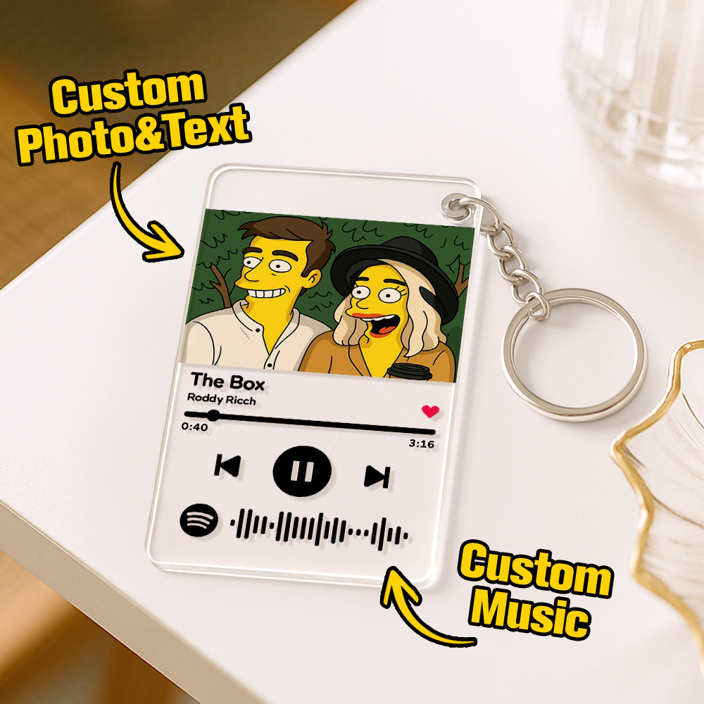 Scannable Spotify Code Keychain AI Keychain Music and Photo Acrylic, Song Keychain 2.1in*3.4in (5.4*8.6cm)