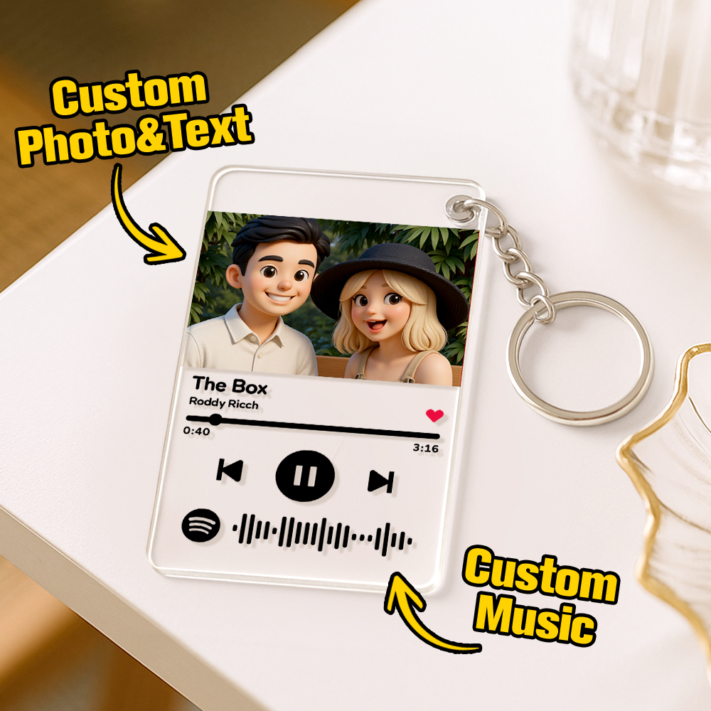 Scannable Spotify Code Keychain AI Keychain Music and Photo Acrylic, Song Keychain 2.1in*3.4in (5.4*8.6cm)