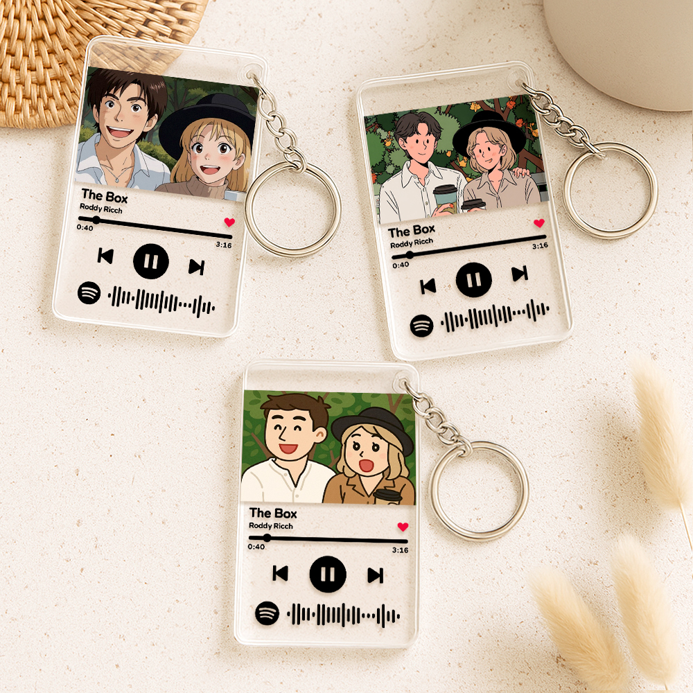 Scannable Spotify Code Keychain AI Keychain Music and Photo Acrylic, Song Keychain 2.1in*3.4in (5.4*8.6cm)