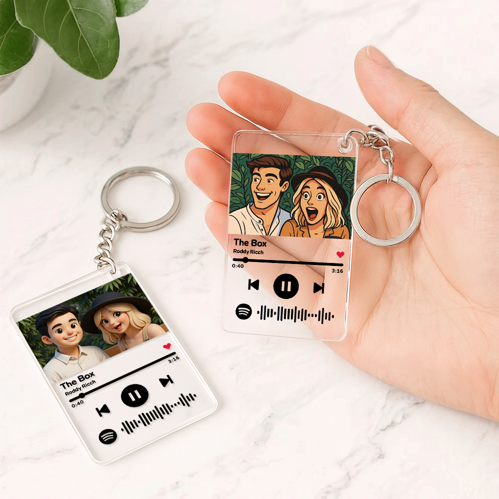 Scannable Spotify Code Keychain AI Keychain Music and Photo Acrylic, Song Keychain 2.1in*3.4in (5.4*8.6cm)