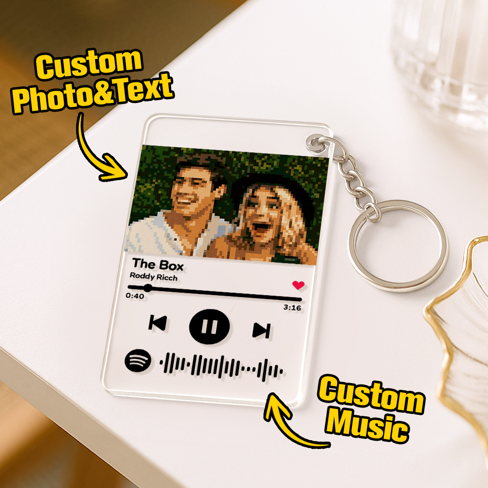 Scannable Spotify Code Keychain AI Keychain Music and Photo Acrylic, Song Keychain 2.1in*3.4in (5.4*8.6cm)