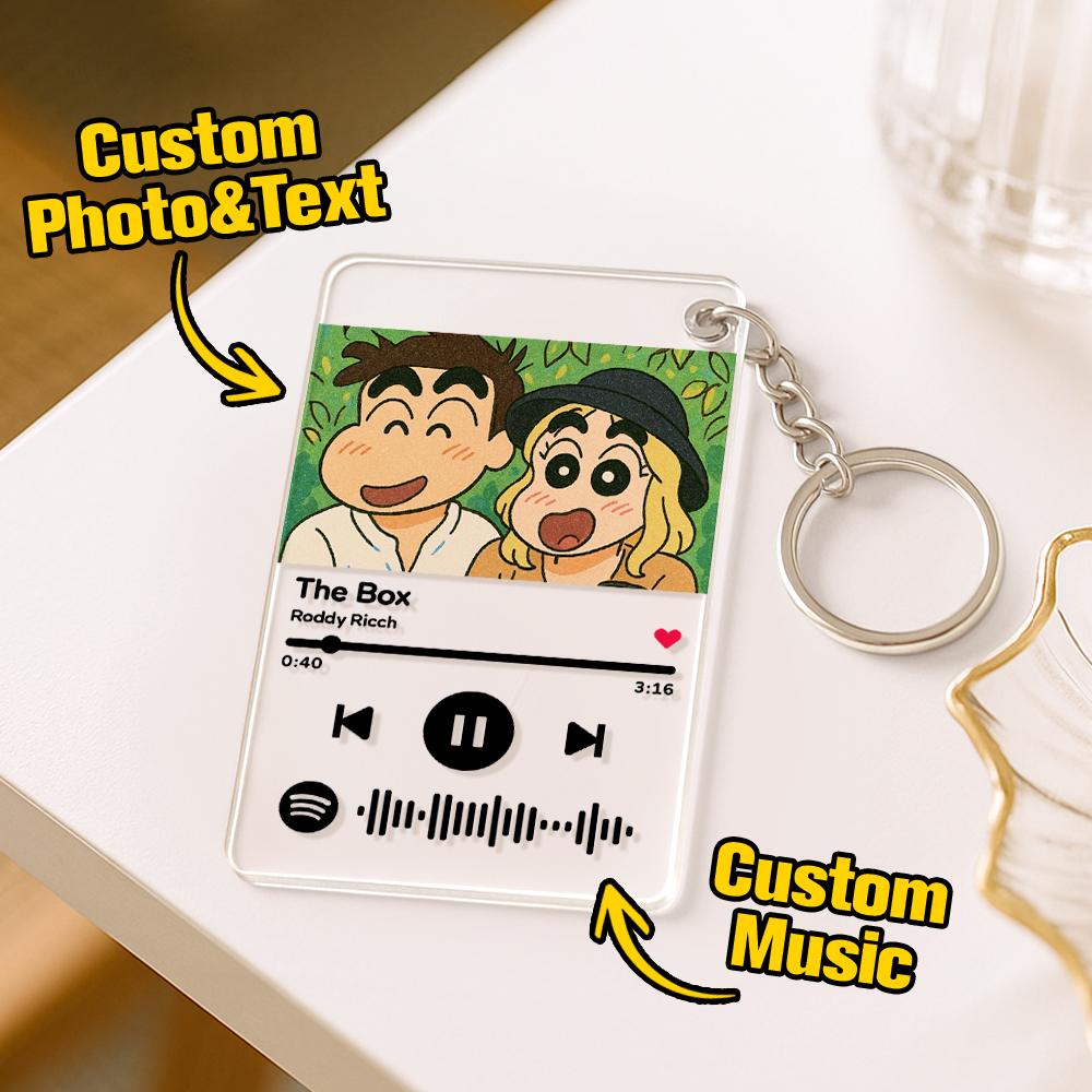 Scannable Spotify Code Keychain AI Keychain Music and Photo Acrylic, Song Keychain 2.1in*3.4in (5.4*8.6cm)