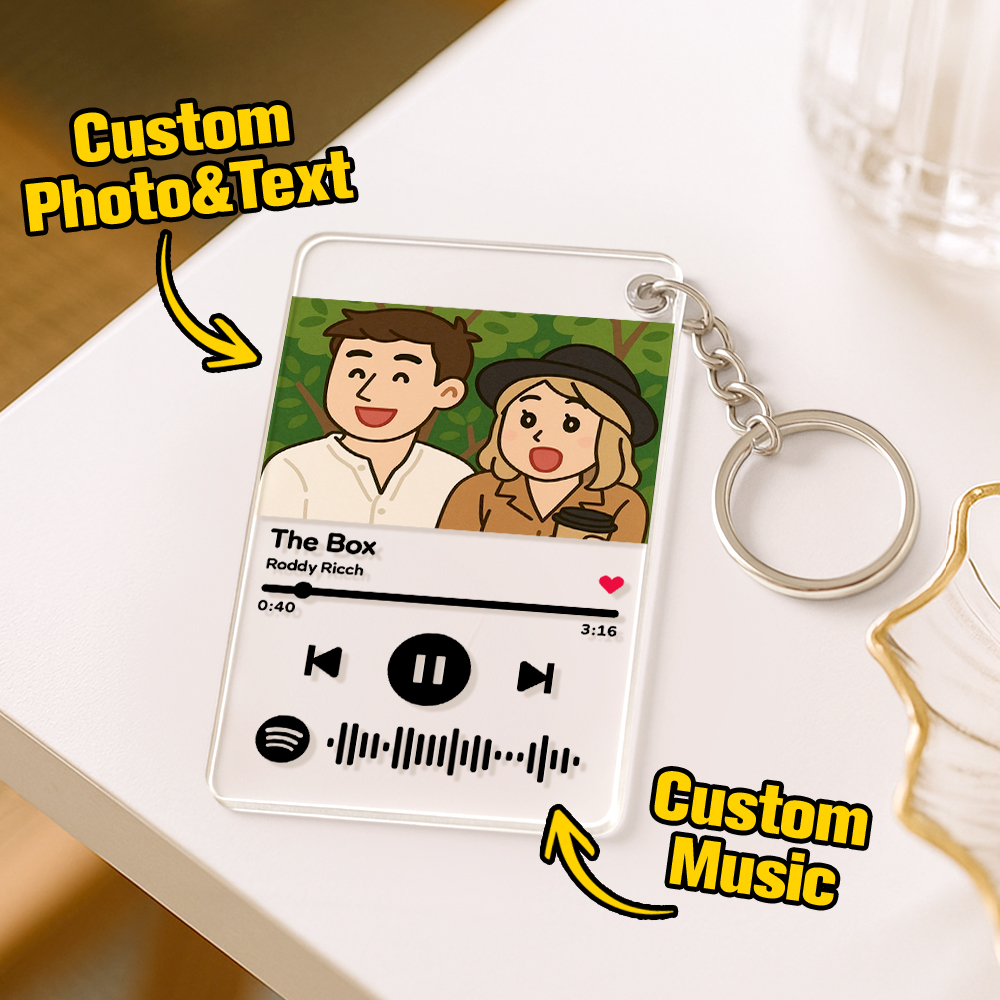 Scannable Spotify Code Keychain AI Keychain Music and Photo Acrylic, Song Keychain 2.1in*3.4in (5.4*8.6cm)