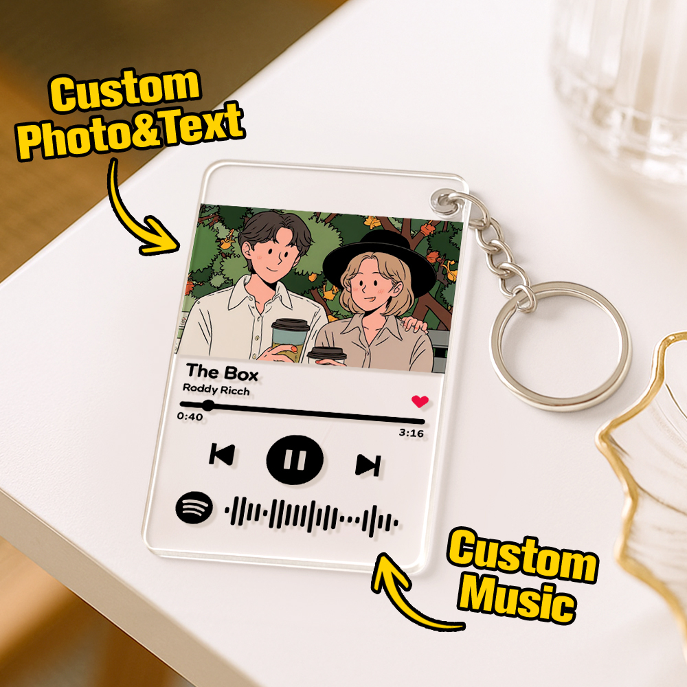 Scannable Spotify Code Keychain AI Keychain Music and Photo Acrylic, Song Keychain 2.1in*3.4in (5.4*8.6cm)