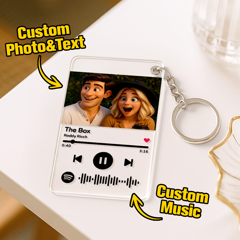 Scannable Spotify Code Keychain AI Keychain Music and Photo Acrylic, Song Keychain 2.1in*3.4in (5.4*8.6cm)