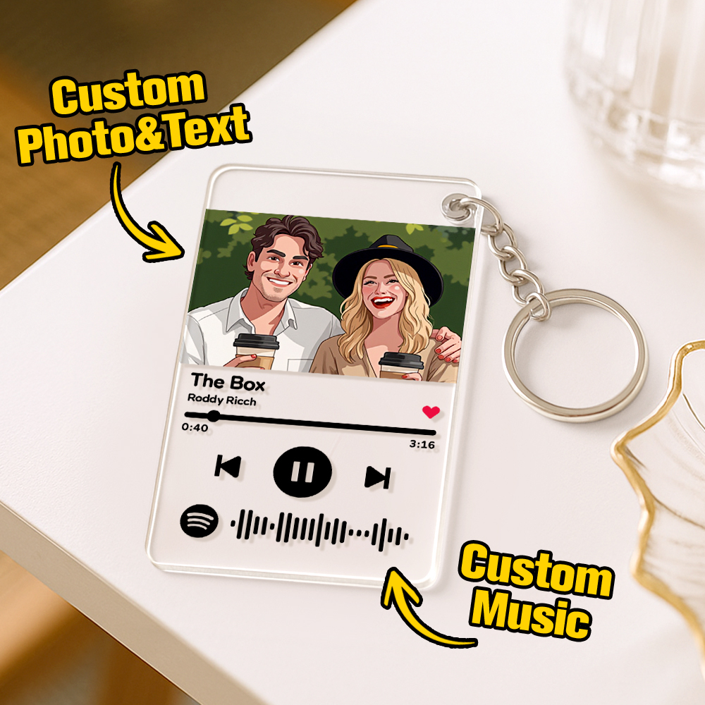 Scannable Spotify Code Keychain AI Keychain Music and Photo Acrylic, Song Keychain 2.1in*3.4in (5.4*8.6cm)