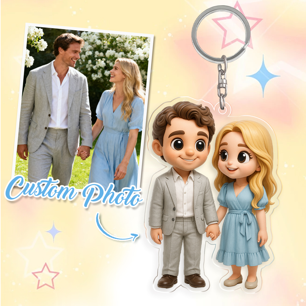 Personalized Acrylic Cartoon Keychain Custom Figure Keychain Photo Bag Charm Unique Keepsake Gift For Girlfriend Anniversary Birthday Gift - aiprintlab