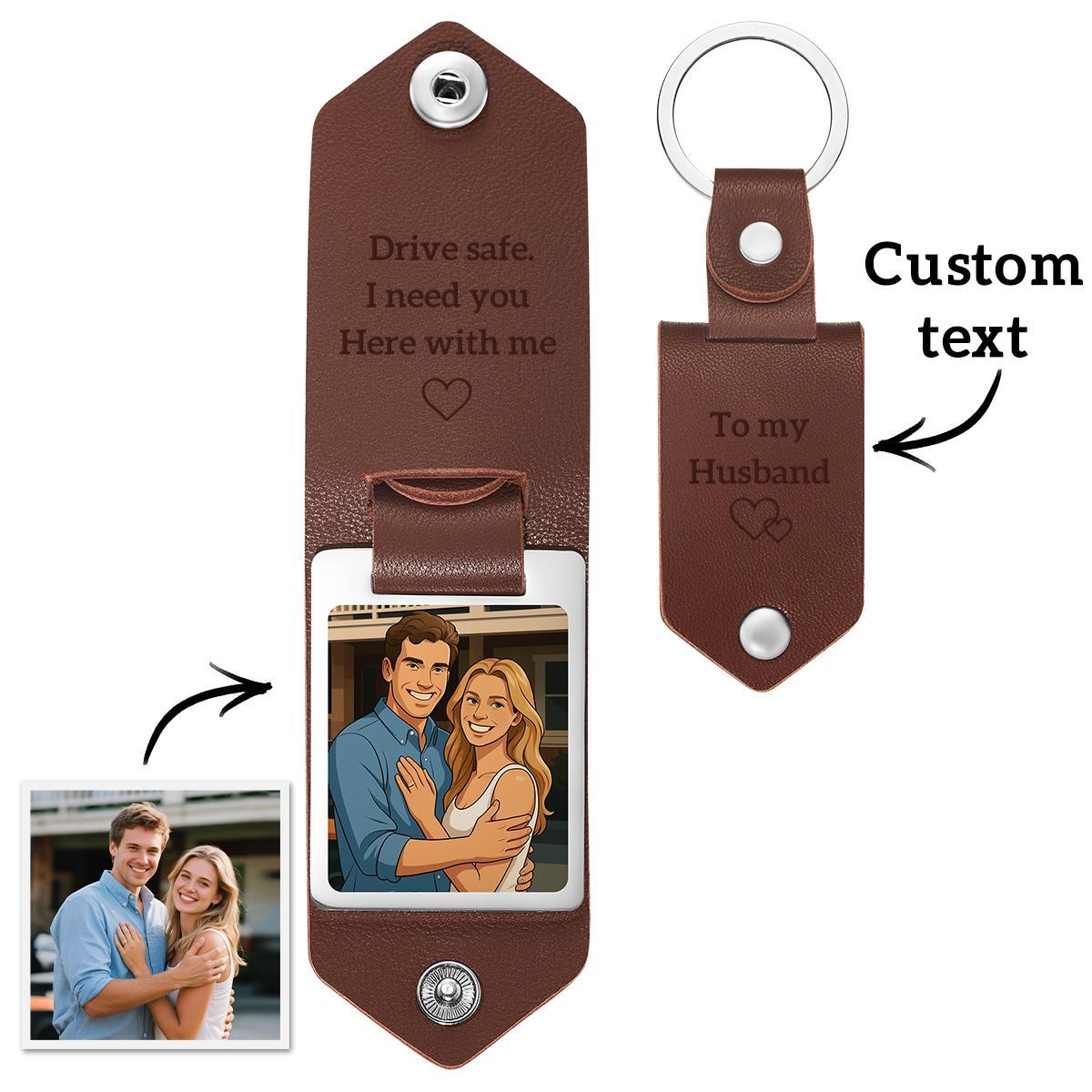 Personalized Custom Leather Keychain Flip Cover Key Holder with Anime Filter Design Unique Style Customized Name Engraved Gift for Men Women Couples