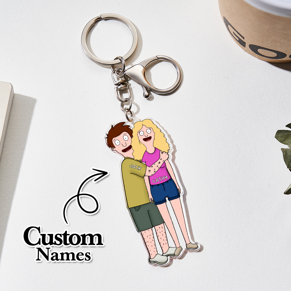 Custom Cartoon Style Keychain Personalized Keychain Gifts for Couple - aiprintlab