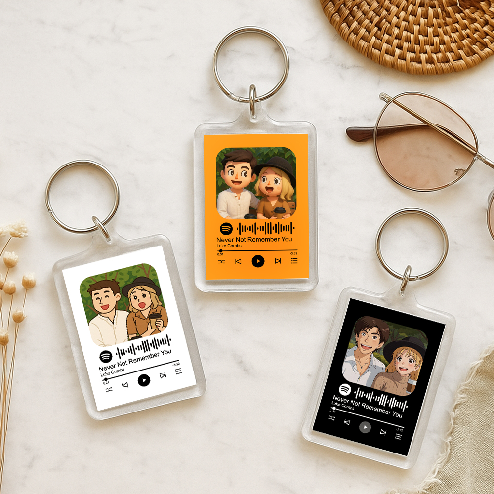 Custom Spotify Code Keychain Photo Keychain Acrylic with Pouch