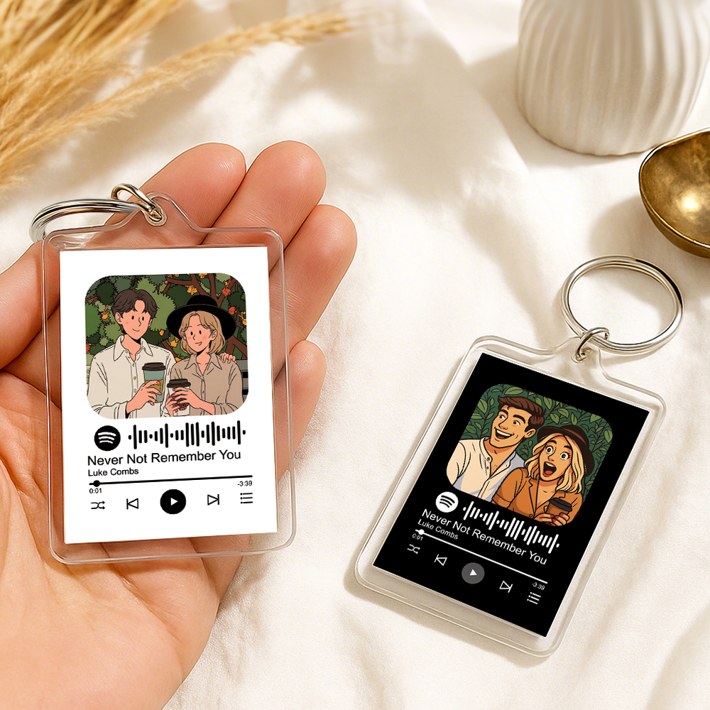 Custom Spotify Code Keychain Photo Keychain Acrylic with Pouch