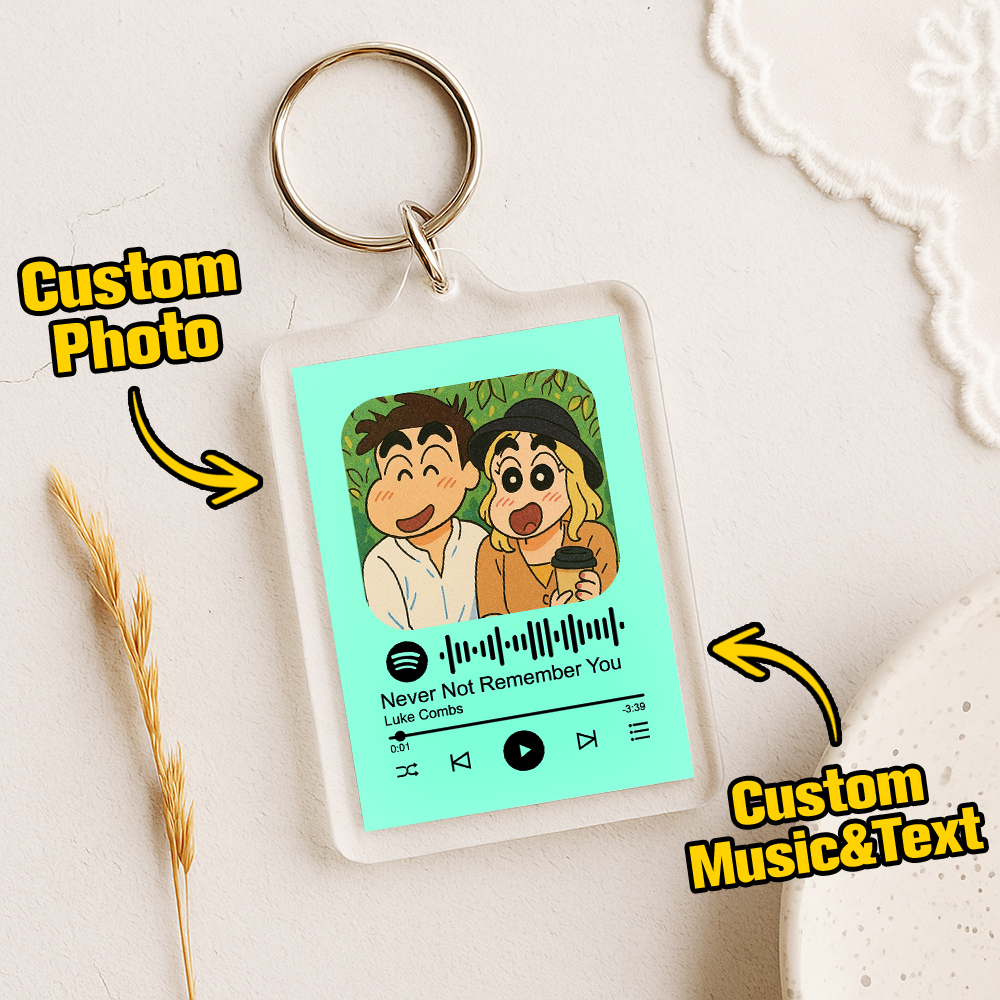 Custom Spotify Code Keychain Photo Keychain Acrylic with Pouch