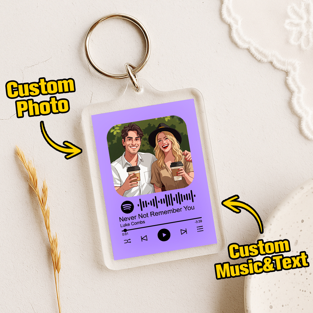 Custom Spotify Code Keychain Photo Keychain Acrylic with Pouch