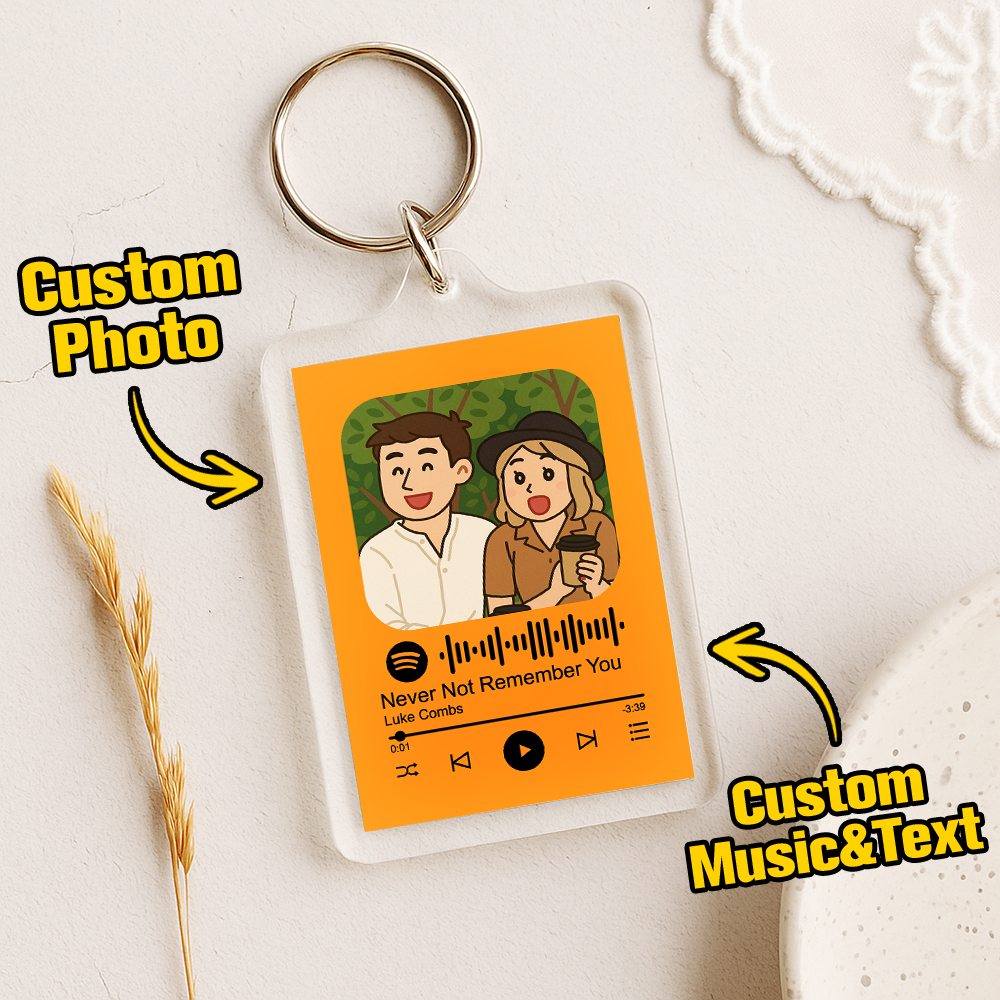 Custom Spotify Code Keychain Photo Keychain Acrylic with Pouch