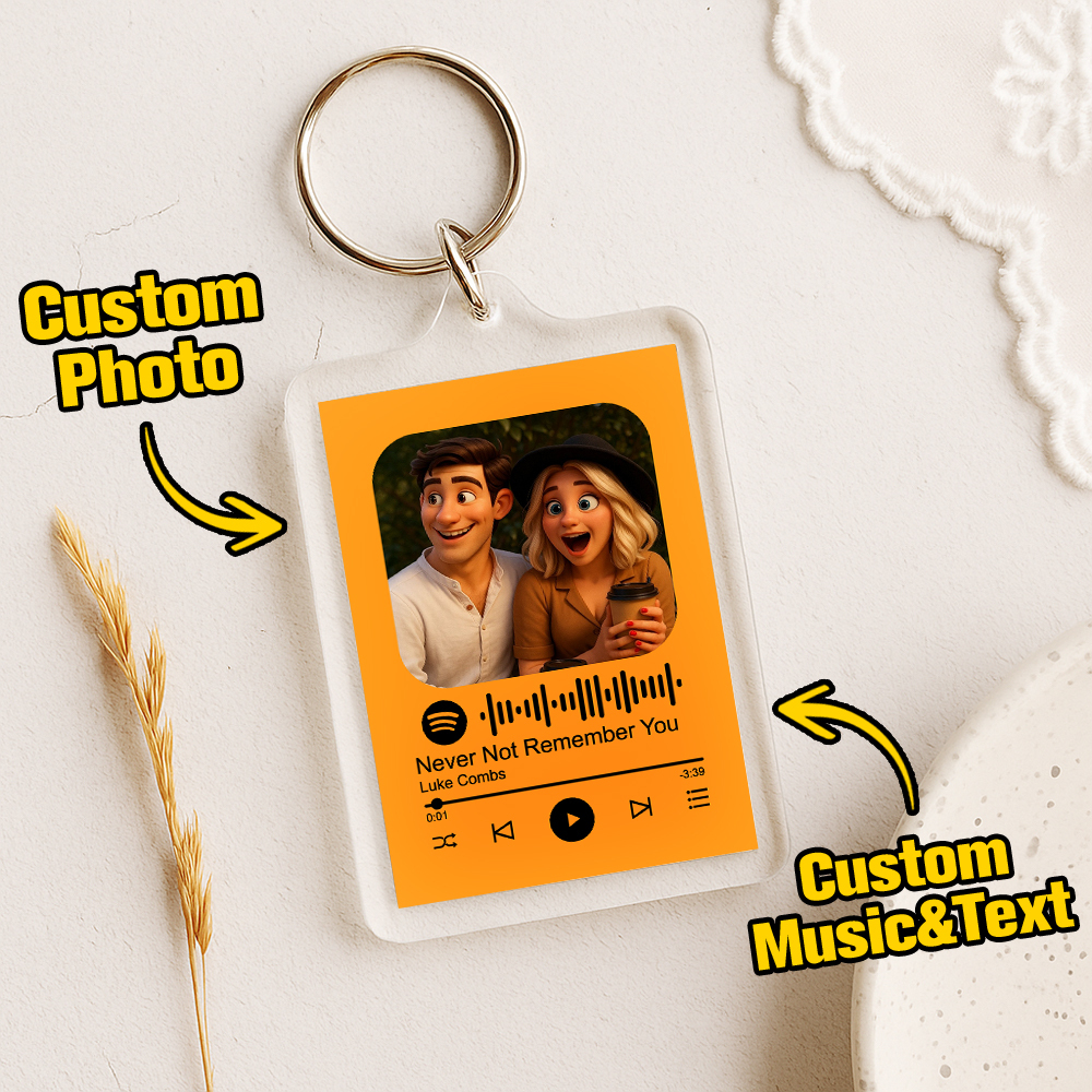 Custom Spotify Code Keychain Photo Keychain Acrylic with Pouch