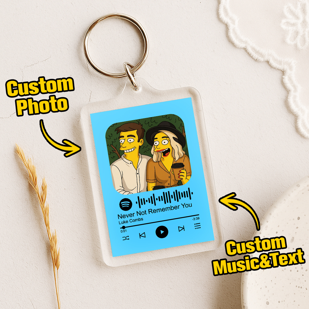 Custom Spotify Code Keychain Photo Keychain Acrylic with Pouch