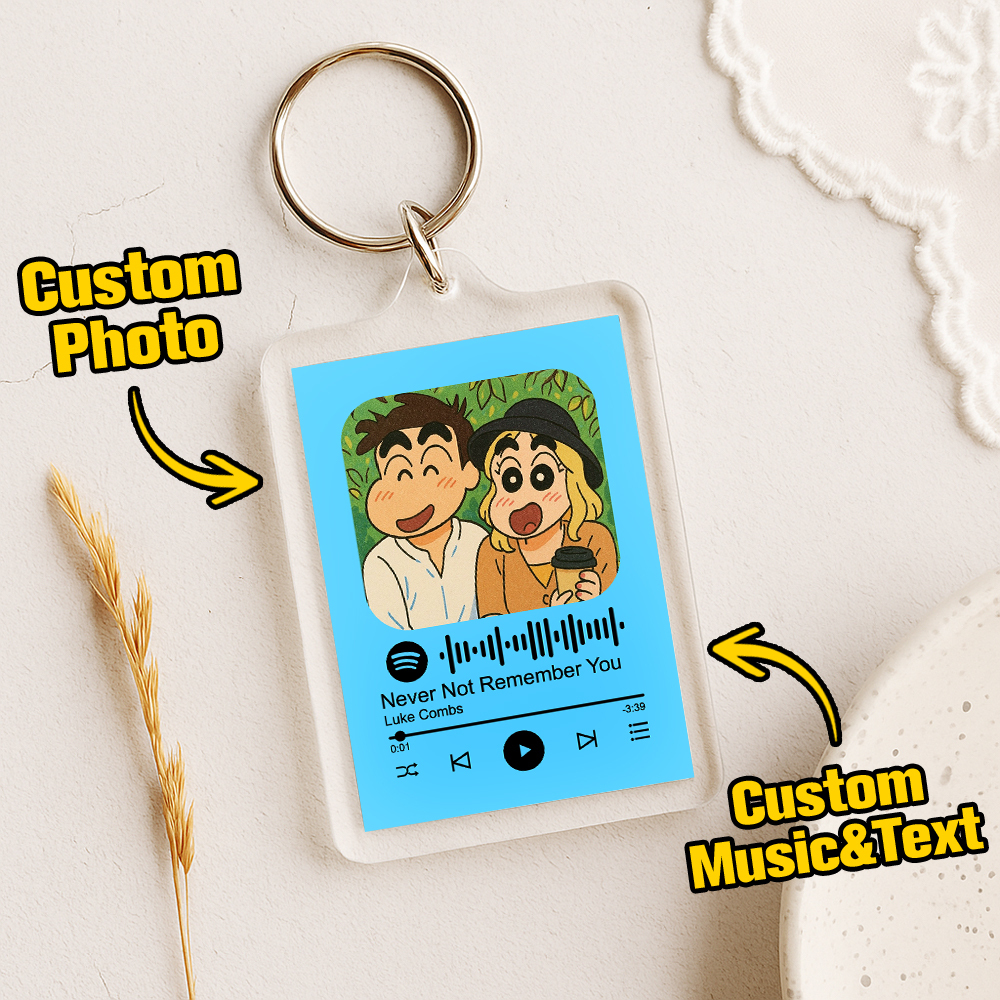 Custom Spotify Code Keychain Photo Keychain Acrylic with Pouch