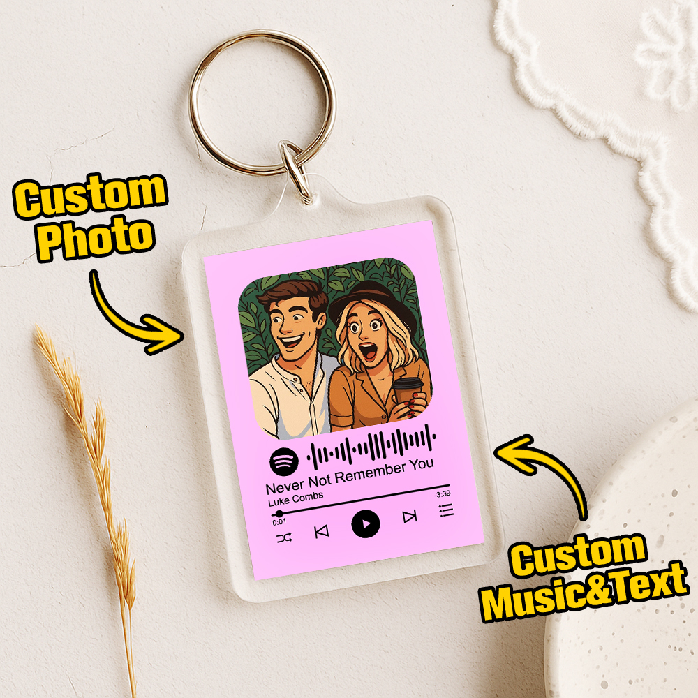 Custom Spotify Code Keychain Photo Keychain Acrylic with Pouch